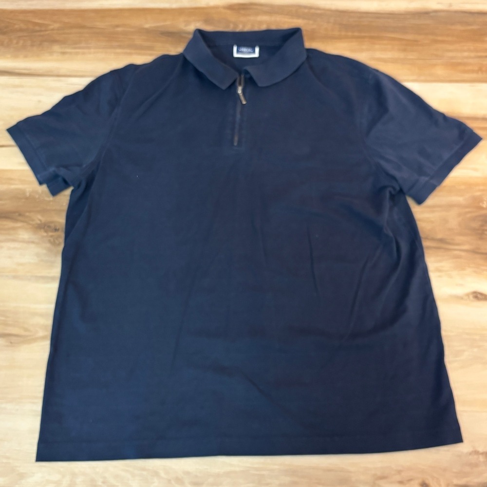 Charles Tyrwhitt Polo Shirt Mens Large Blue Short Sleeve 1/4 Zip Casual